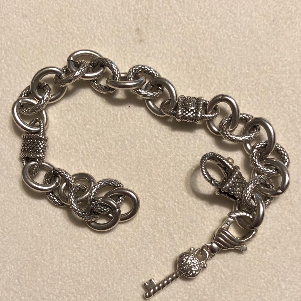 JUDITH RIPKA HEART LOCK & KEY DIAMONIQUE BRACELET